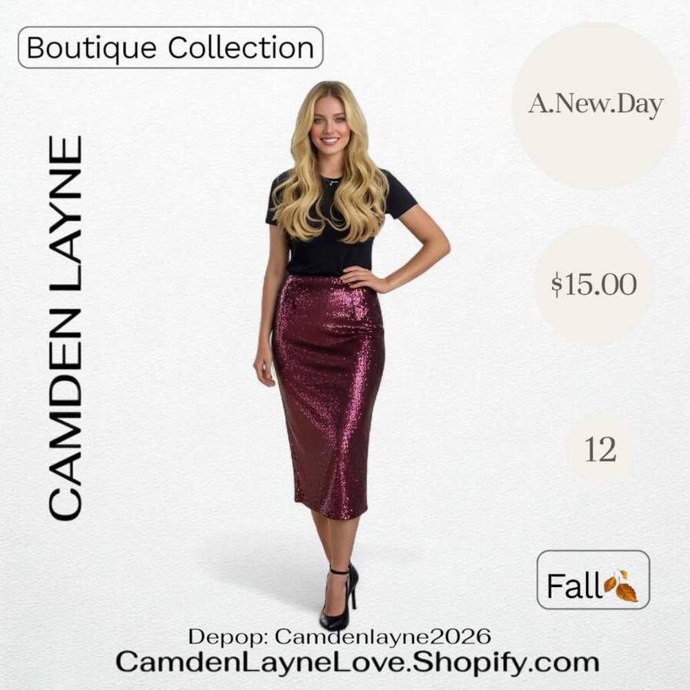 A New Day Women's Burgundy Pencil Skirt